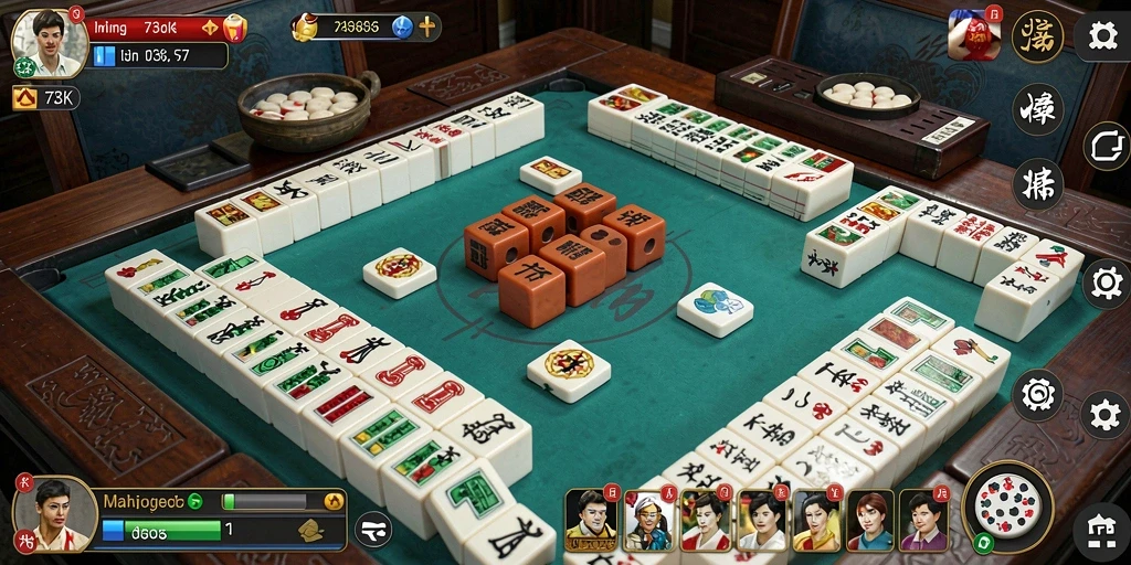 Screenshot 73K menampilkan gameplay Mahjong yang mendebarkan dan menantang.