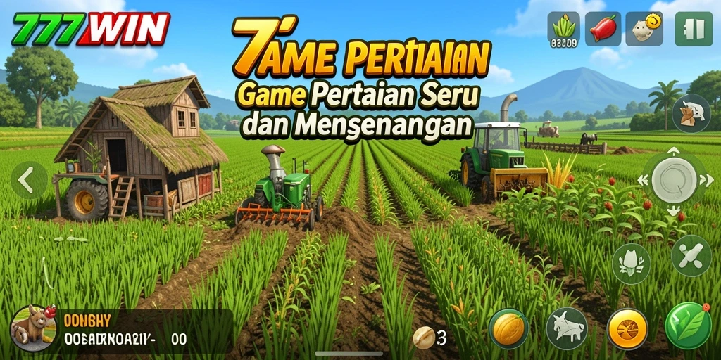 Tangkapan layar gameplay 777WIN dengan aktivitas bertani yang seru.