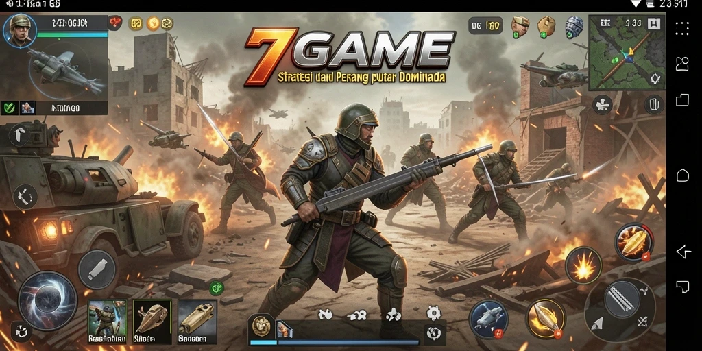 Screenshot menunjukkan aksi pertempuran dalam permainan 7GAME yang seru.
