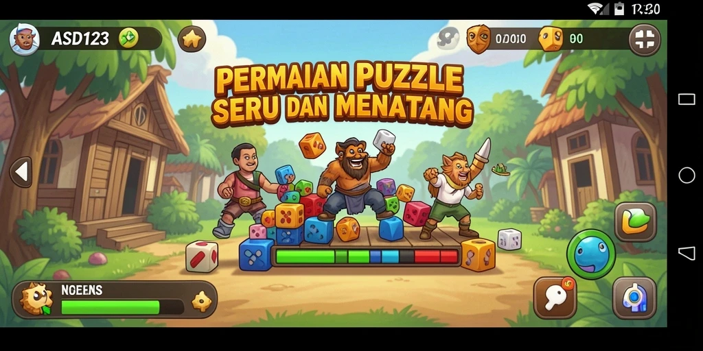 Screenshot menunjukkan gameplay menakjubkan dari ASD123 dengan berbagai puzzle.