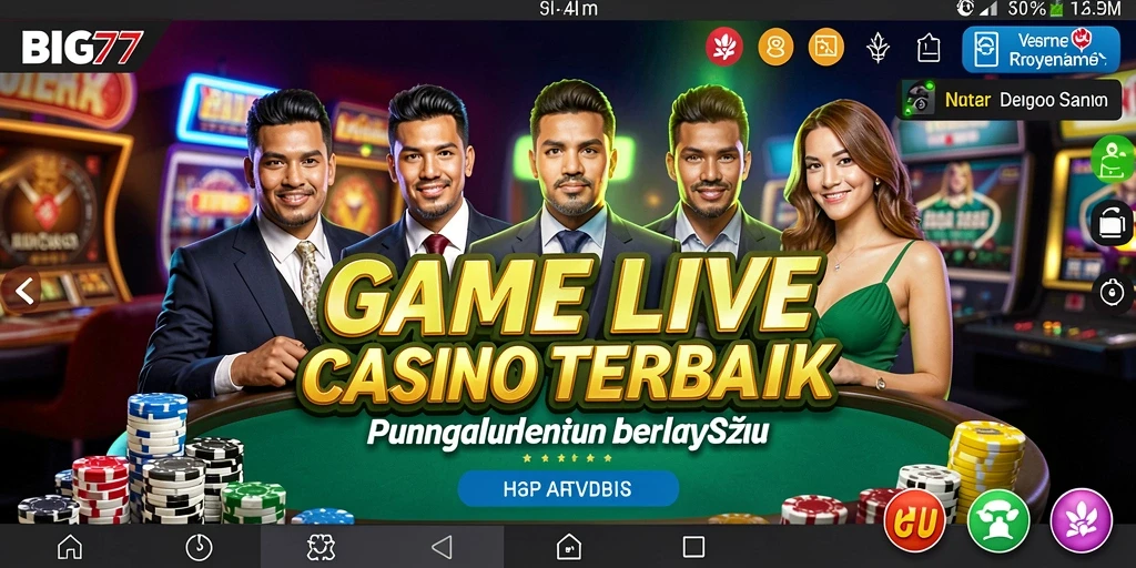 Screenshot utama BIG77 menampilkan dealer langsung dan gameplay seru.