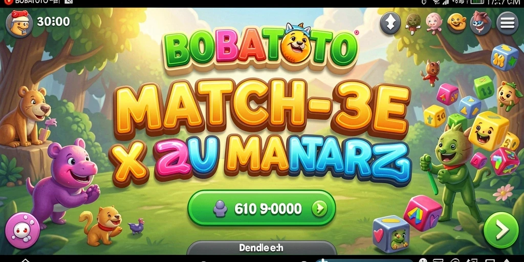 Tampilan interaktif gameplay Match-3 yang mendebarkan di BOBATOTO.