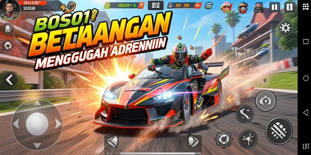 Tampilan gameplay balap yang menegangkan dalam BOS01.