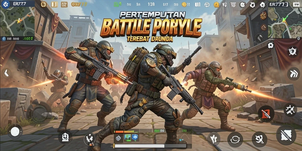 Tampilan aksi mendebarkan dalam gameplay <strong>ER777</strong> yang intens di arena pertempuran.