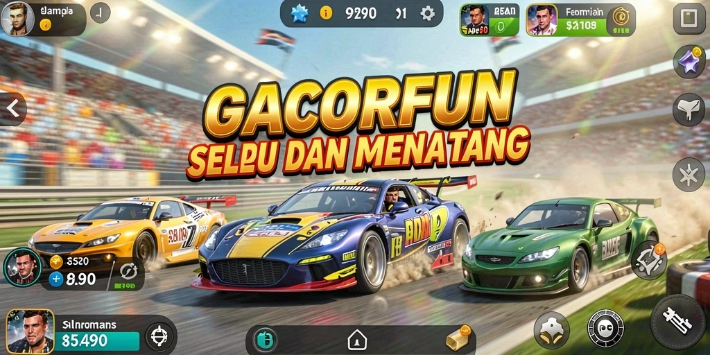 Tangkapan layar GACORFUN menampilkan serunya balapan yang cepat dan mendebarkan.
