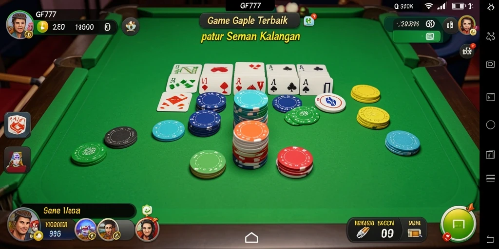 Screenshot gameplay GF777 yang menunjukkan serunya bermain Gaple.