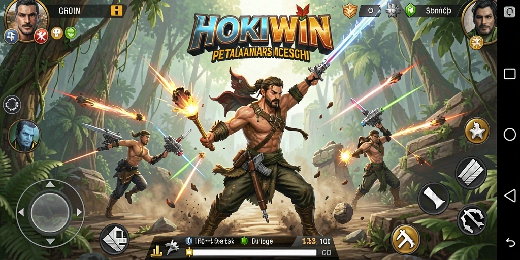 Screenshot utama HOKIWIN menunjukkan aksi pertarungan yang mendebarkan.