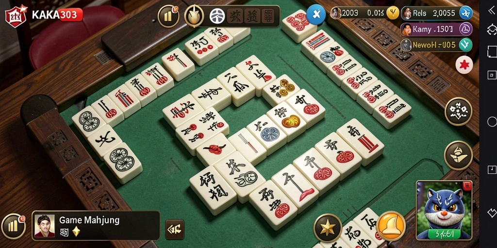 Screenshot gameplay KAKA303 menampilkan strategi Mahjong yang mendebarkan.