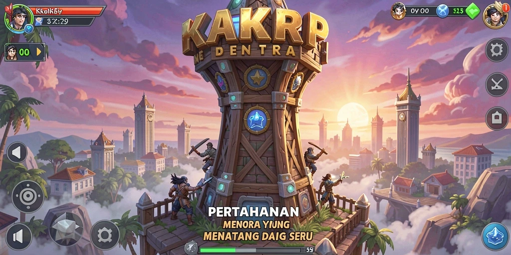 Tampilan gameplay KAKRP yang intens dalam Tower Defense.