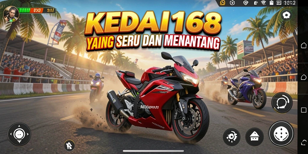 Tampilan gameplay seru dalam balapan motor KEDAI168.