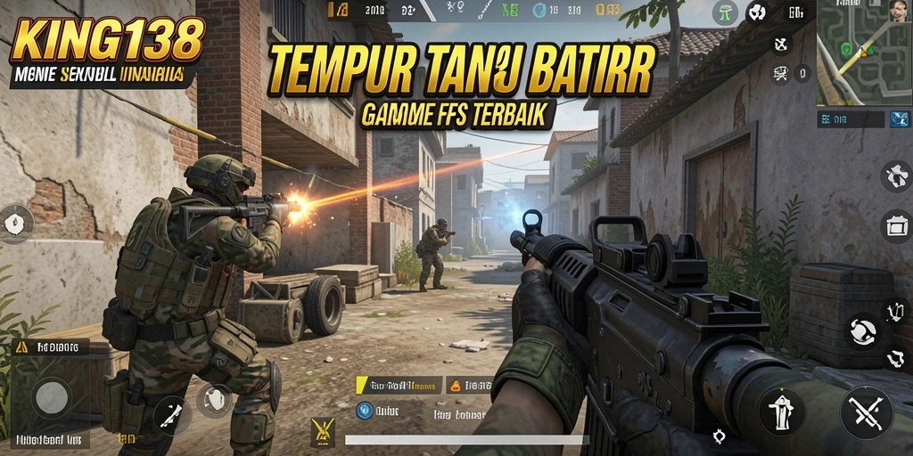 Tampilan seru dalam misi pertempuran FPS di KING138.