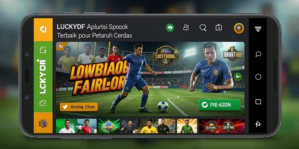 Tampilan utama aplikasi LUCKYDF dengan berbagai pilihan taruhan Sportsbook.