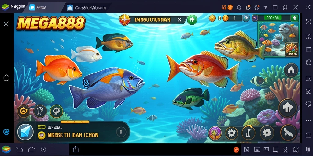 Tampilan gameplay seru Tembak Ikan di MEGA888.