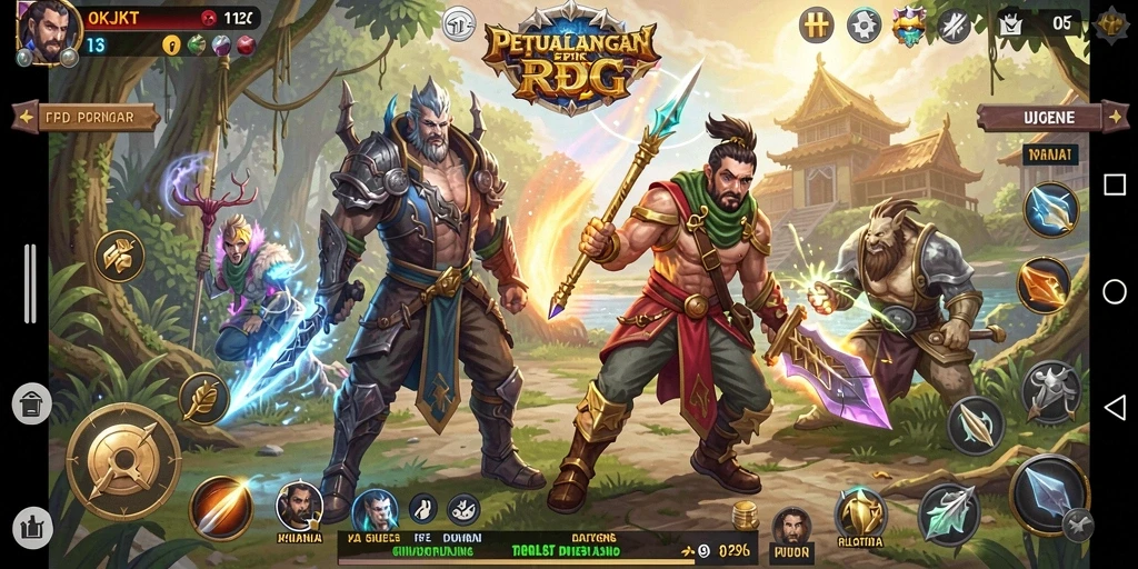 Screenshot menampilkan aksi seru dalam permainan RPG OKJKT.