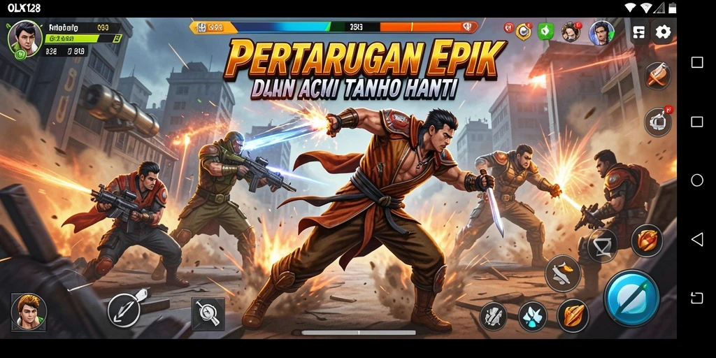 Tampilan mendebarkan dari gameplay OLX128 dengan aksi intens dan seru.