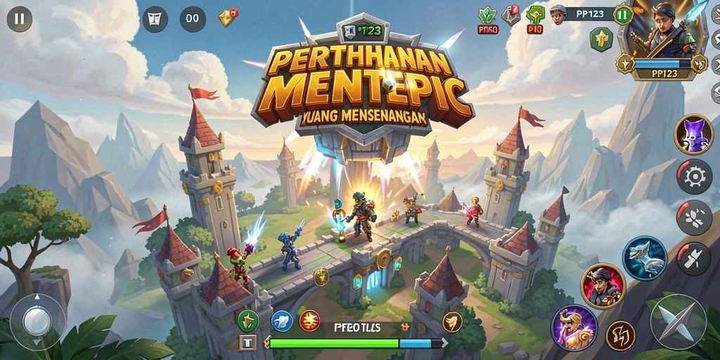 Tampilan gameplay menara pertahanan yang mendebarkan di PP123.