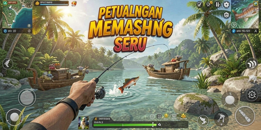 Tampilan gameplay memancing yang mendebarkan di RPVIP2.