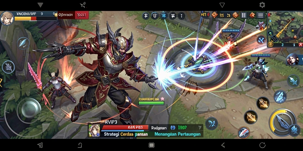 Screenshot utama RVIP3 menampilkan aksi strategi seru di lapangan pertempuran.