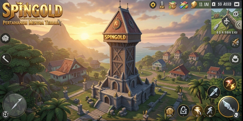 Gambaran gameplay SPINGOLD yang menegangkan dalam Tower Defense.