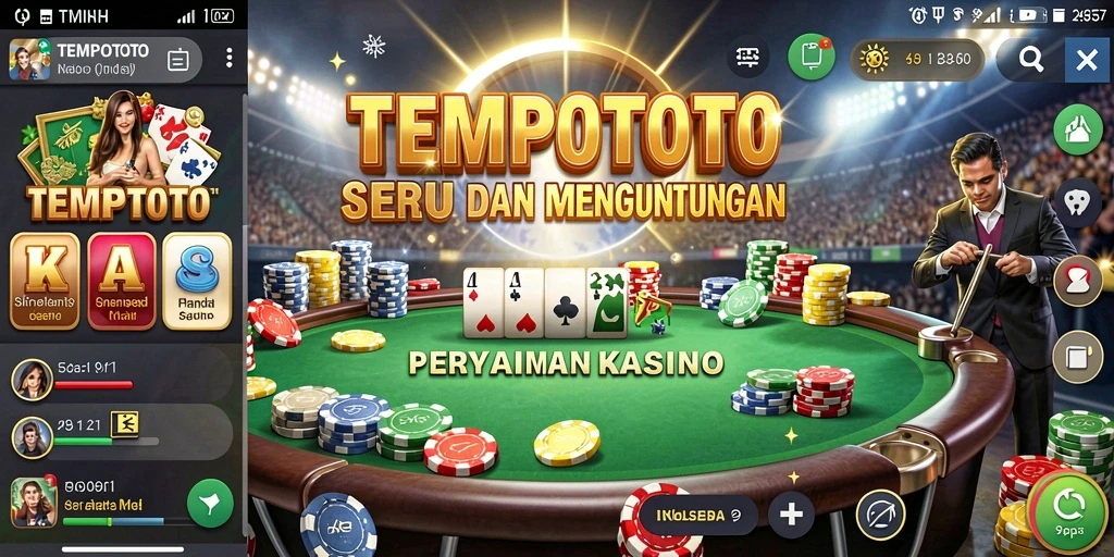 Tampilan screenshot TEMPOTOTO menunjukkan gameplay kasino yang mendebarkan.