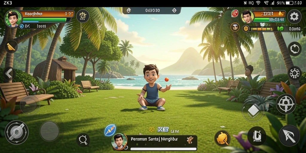 Screenshot ZK3 menampilkan gameplay yang ceria dan interaktif.