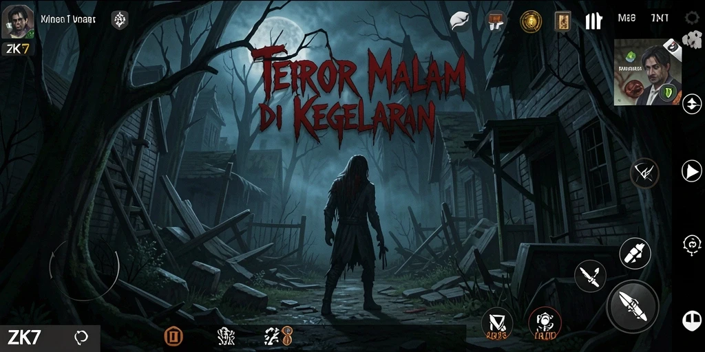 Tangkapan layar gameplay ZK7 yang menegangkan dan mencekam.